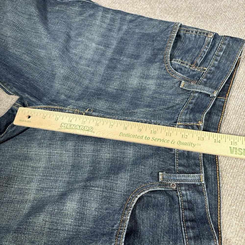 Levis 569 Jean Shorts Men 34 Loose Straight Fit Dark Blue Denim Faded Skater Y2K - Picture 10 of 11